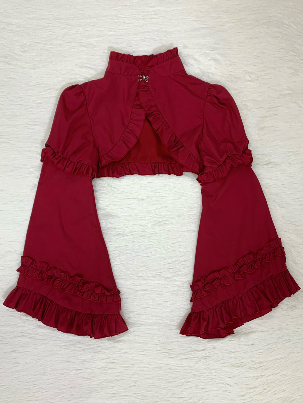 Mengfuzi~LiLith Accesspry Vintage Gothic Lolita Sleeves Bonnet Hairclips wine red patchwork sleeves 18332:251676