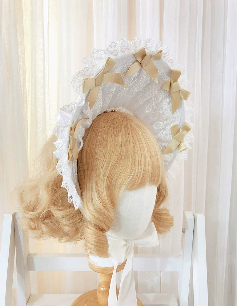 Maid~Sweet Lolita Bonnet Multi-layer Lace BNT   