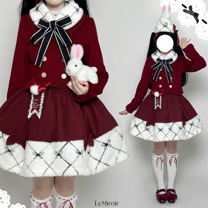 LeMiroir~Winter Solstice Coat~Sweet Lolita Woolen Coat Embroidery Skirt Short Outwear 40360:657142