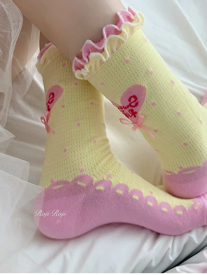 Roji Roji~Sweet Lolita Socks Cute Lolita Short Socks With Polka Dot   