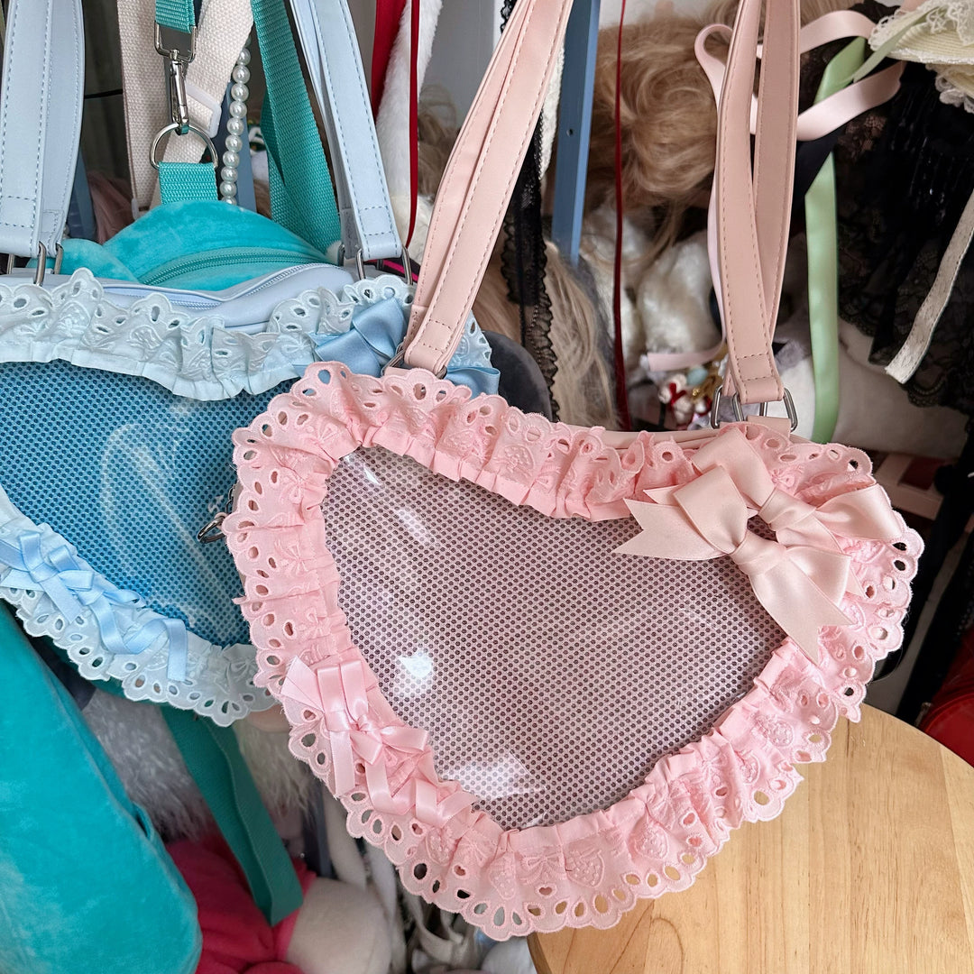 Chestnut Lolita~Sweet Lolita Bag Heart-shaped Lace Bag Multicolors   