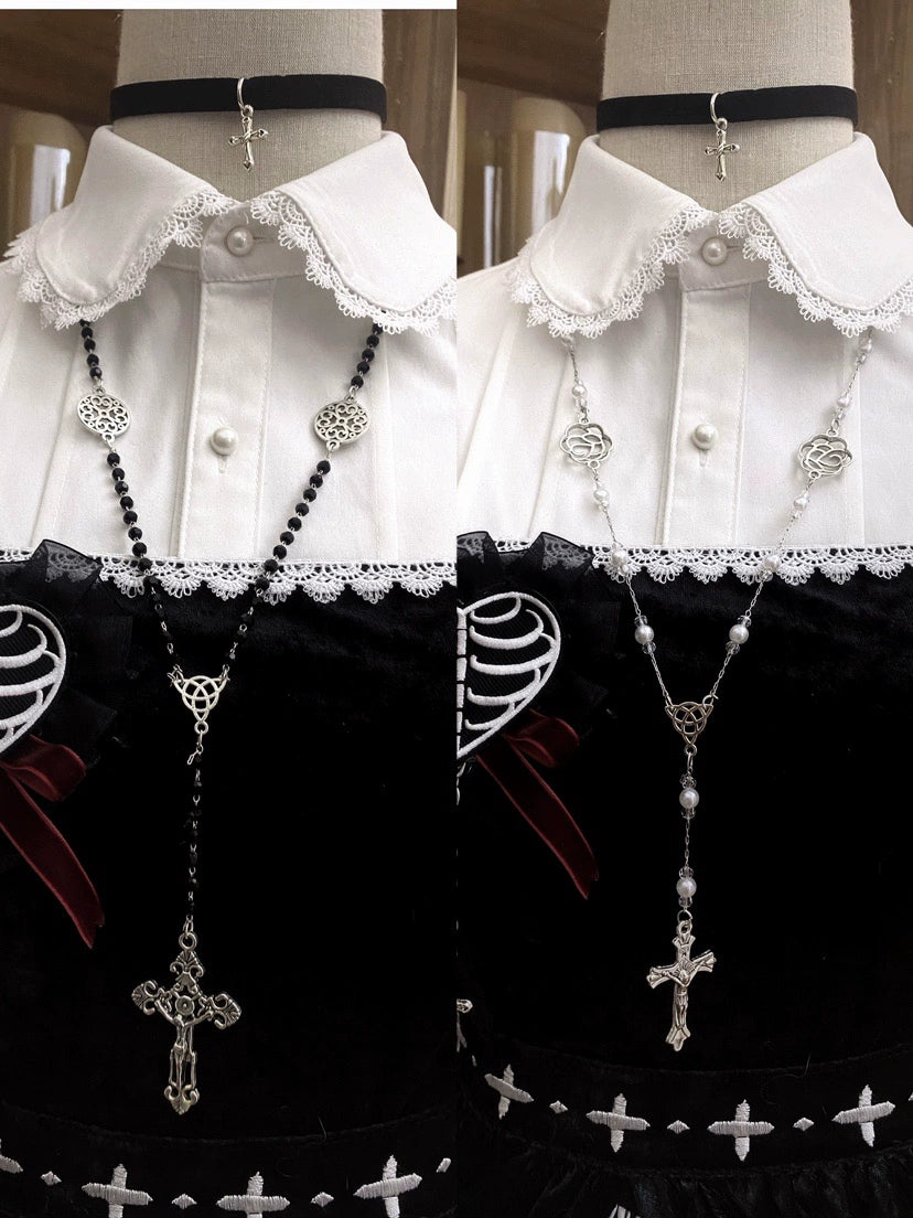 Caged Bird Hotel~Bone Theater~Gothic Lolita Necklace Metal Cross Detachable Choker   