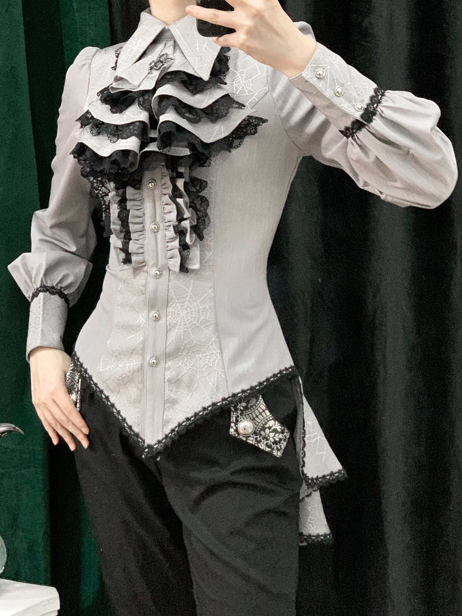 Little Dipper - Cold Rice - Ouji Lolita Jabot with Metal Spider Pendant 42877:756357