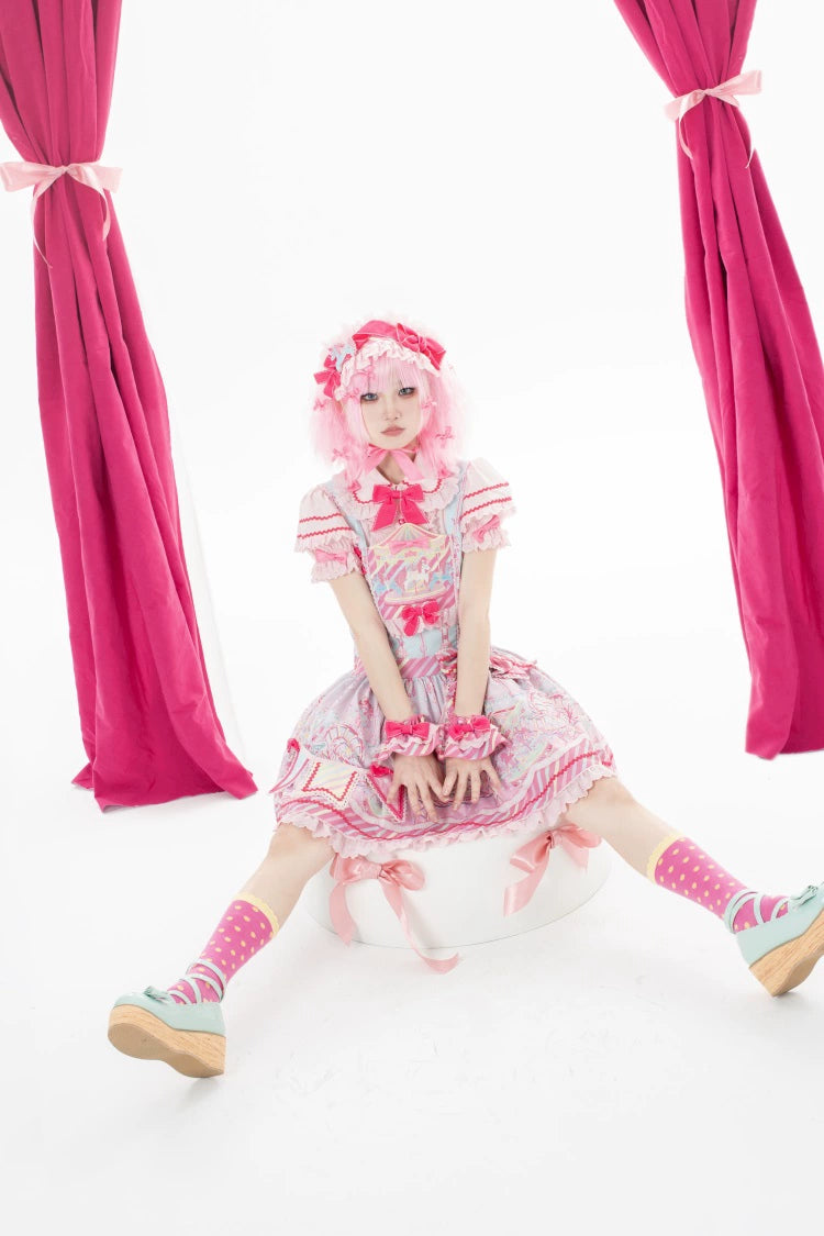 Letters from Unknown Star - Candy Park - Sweet Lolita Print Jumper Dress 29486:346454