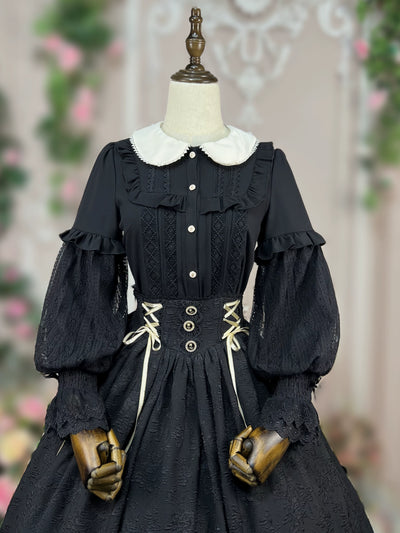 DMFS Lolita~Vintage Lolita Mutton Leg Sleeve Blouse Doll Collar Shirt   