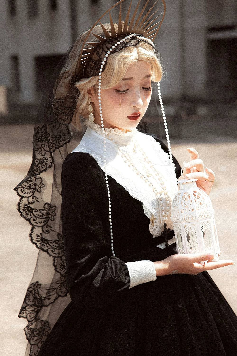 (BFM)Miss Point~Customized Lolita Dress Vintage Elegant Velvet OP Dress 32520:391592