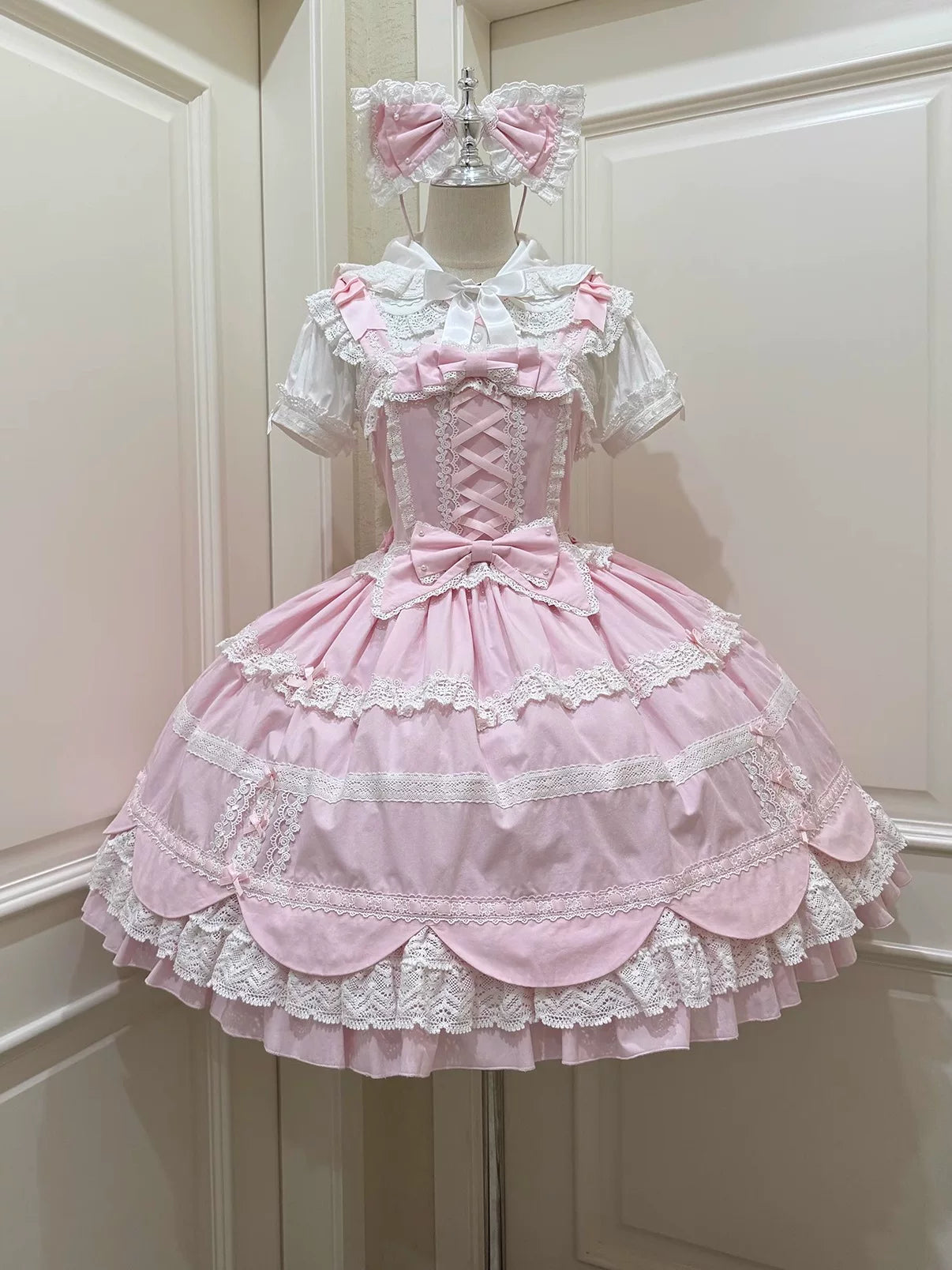 Cream Petal - Cotton Old School Lolita JSK, Layered Tiered Hem (L M S) 44538:812470