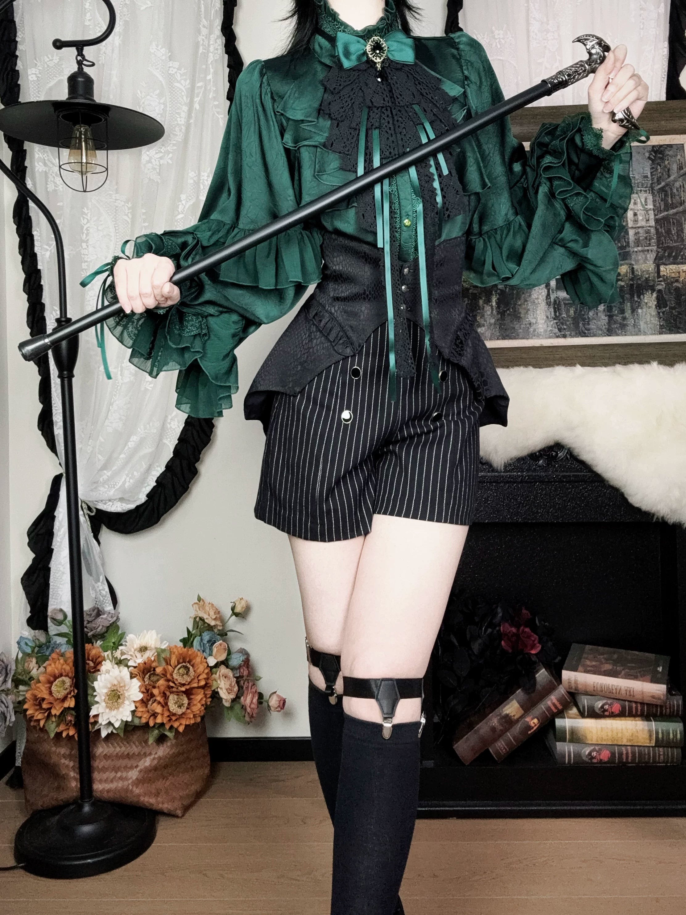 Blue Moon Bone Erosion - Gothic Lolita Waist Cincher, Bat Wing Hem 44453:809589