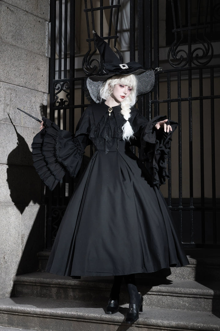 Muppet Mind Ben~Garden Witch~Gothic Lolita Dress Outfit Pointed Collar OP Batwing Cape 41414:772168