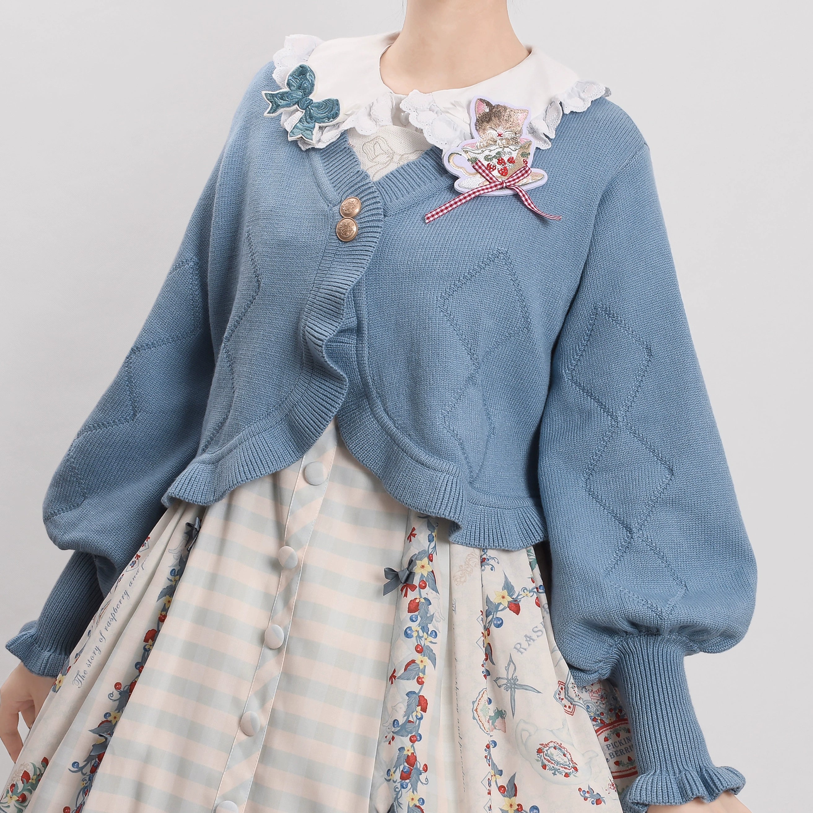 MIST - Cookie - Vintage Lolita Cardigan Short Sweater Multicolors