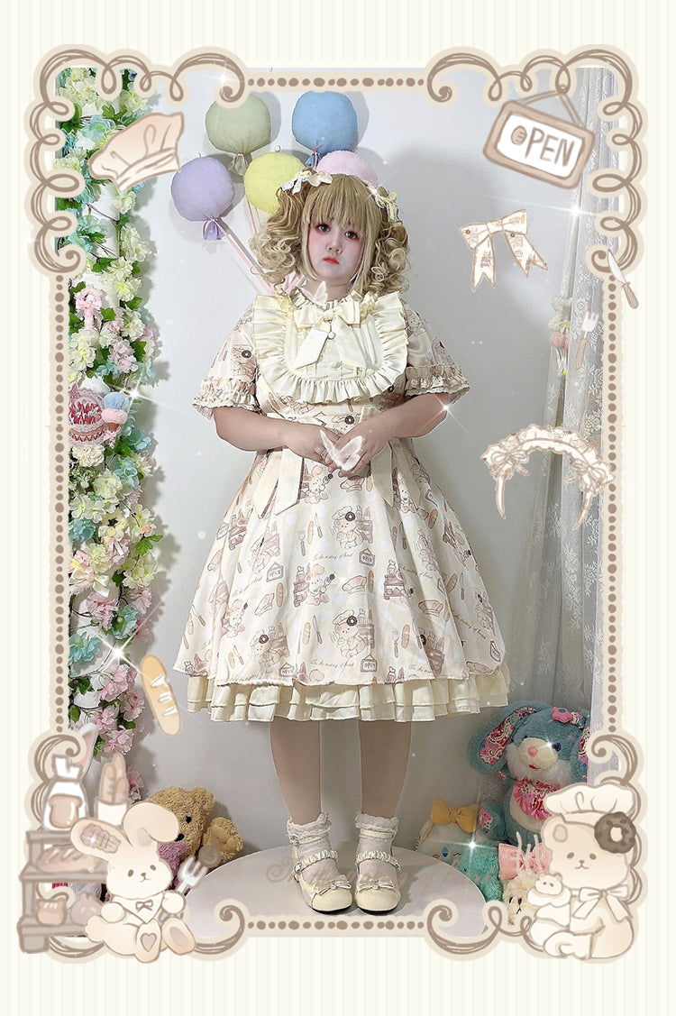 Naomistudio~Cartoon Dogs~Sweet Lolita OP Bows Dress Plus OP   