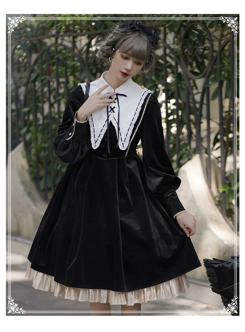 (BFM)YingLuoFu~College Style Lolita Cape Gold Embroidery Cloak Set   