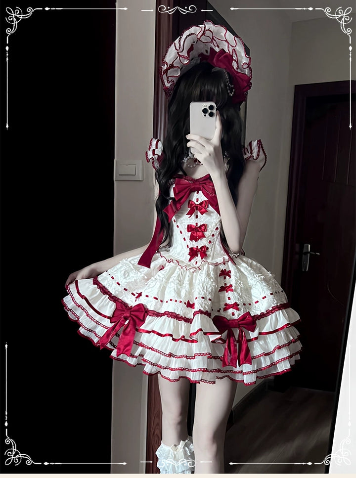 Sakurahime - Velour Love - Princess Sweet Lolita JSK Dress, Tiered Ruffles