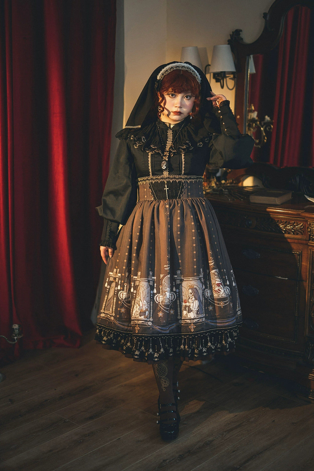 (BFM)Miss Point~Demon Hunting Notes~ Gothic Lolita SK Fishbone Skirt   