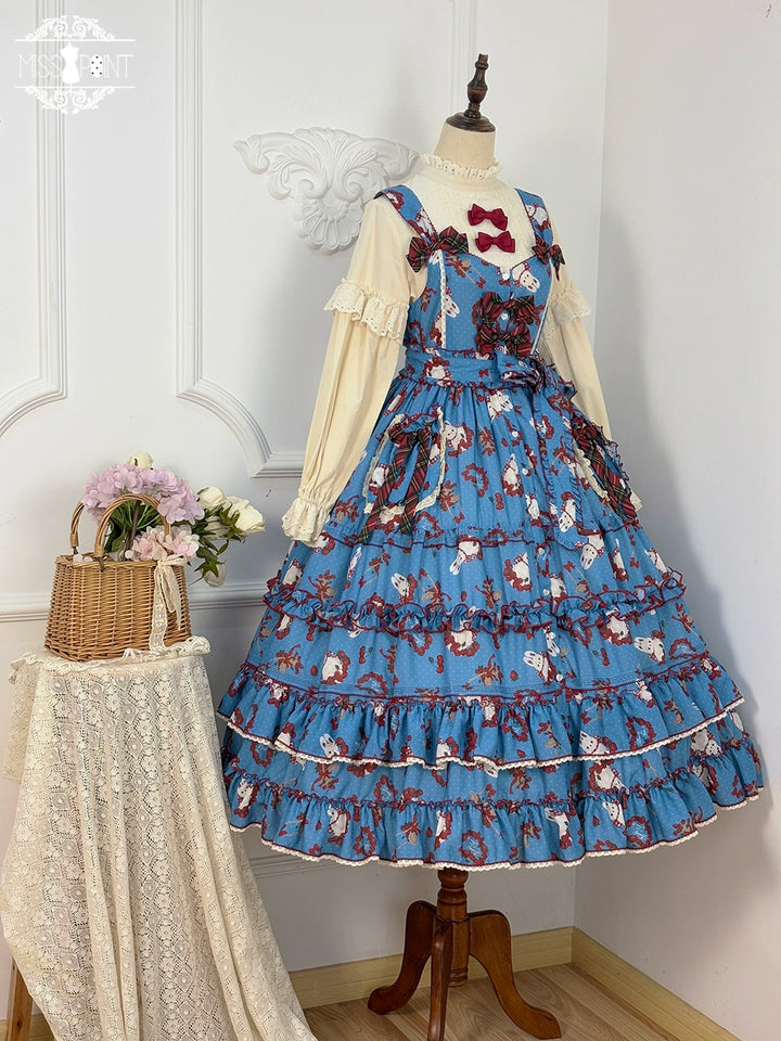 Miss Point~Forest Berry Bunny~Sweet Lolita JSK Elegant Bunny Print Dress 41972:721072