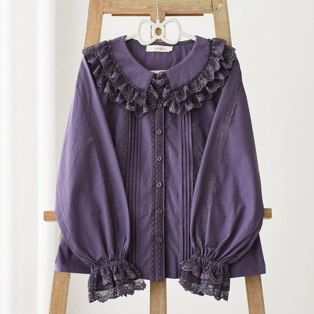 MIST~Hyde Garden~Daily Lolita Shirt Cotton BlouseLong Sleeves Grape purple S 