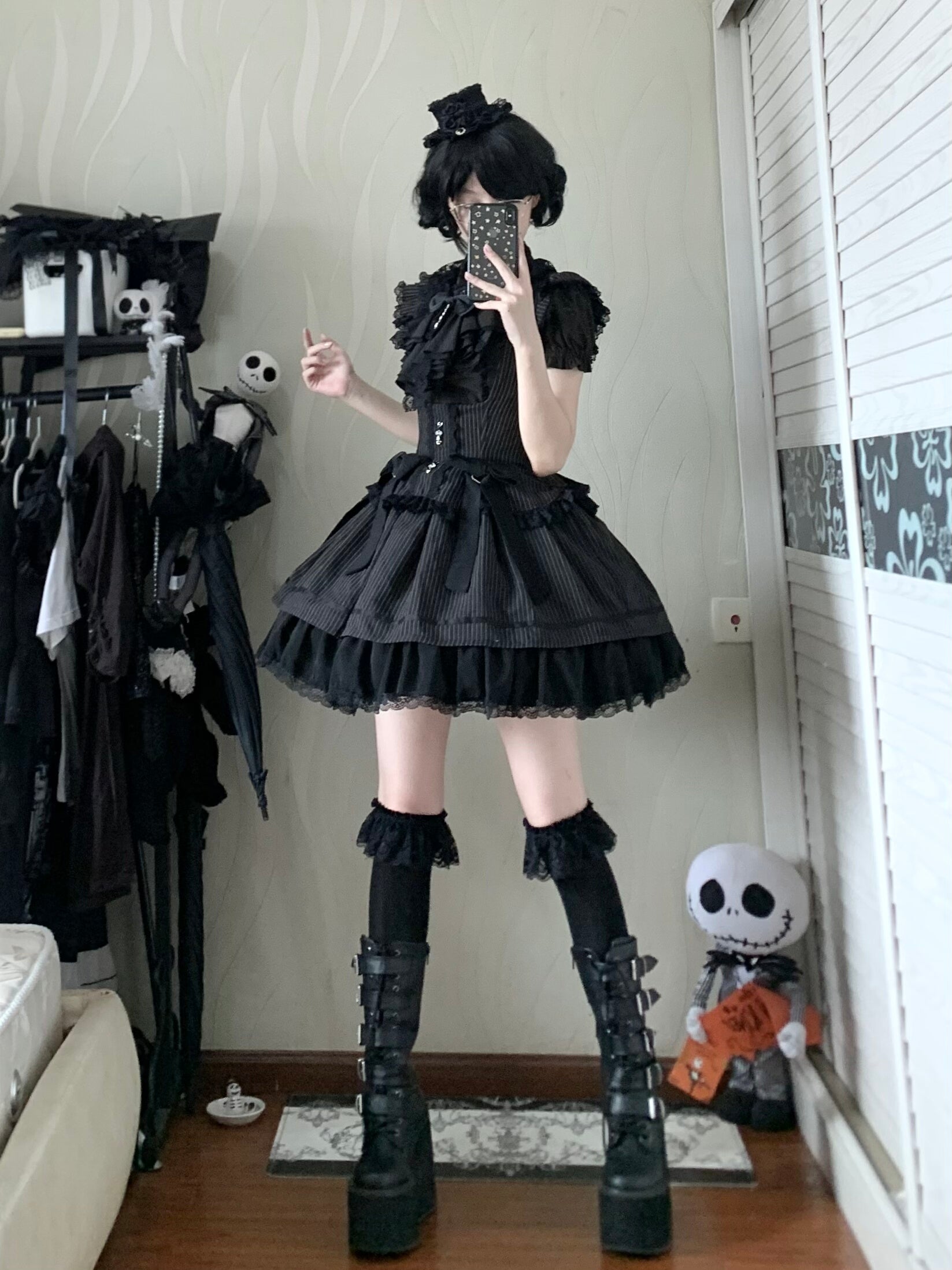 Moon Oath - Gothic Lolita Bust-supporting JSK Dress, Striped Style 44489:811246