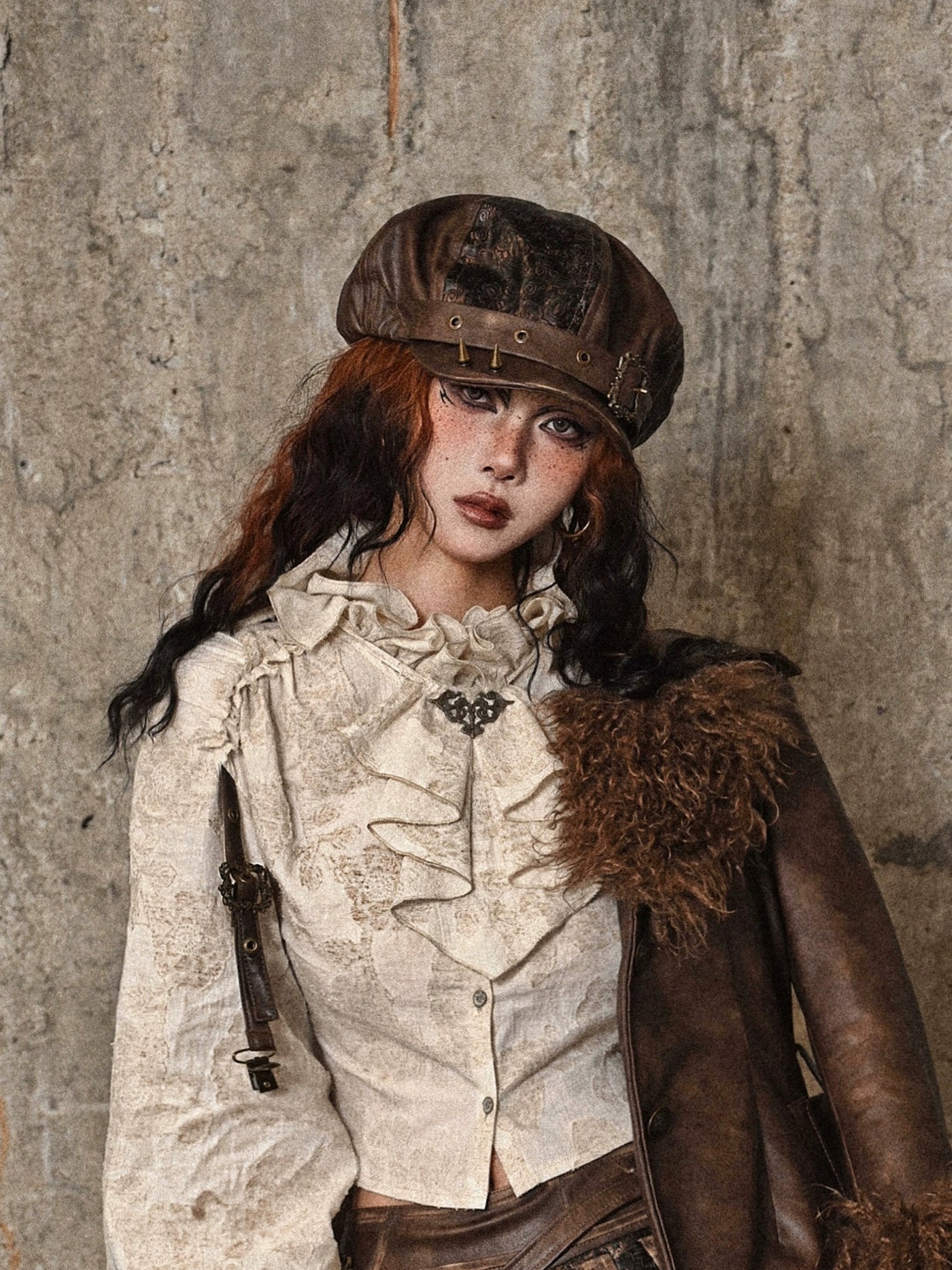 Blood Supply~Journey into Exile~Punk Lolita Hat Maillard Rivet Octagonal Hat   