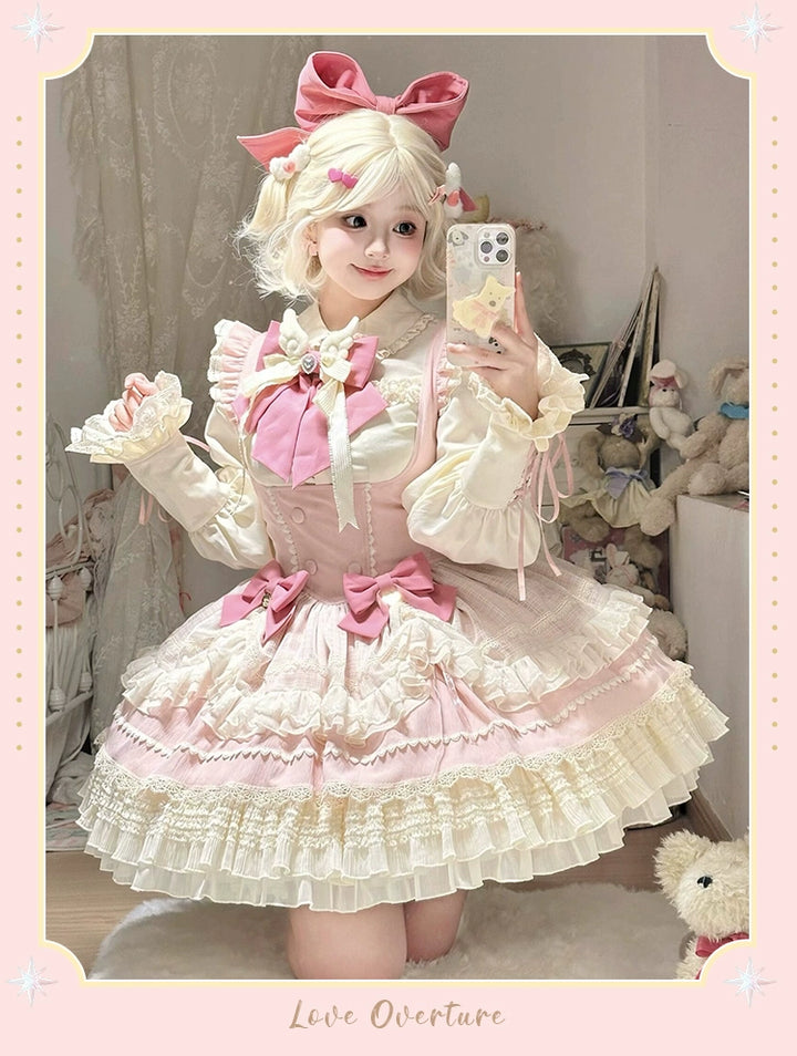 Sakurahime~Cupid Overture~Sweet Pink Lolita Jumper Dress Bust-Supporting JSK