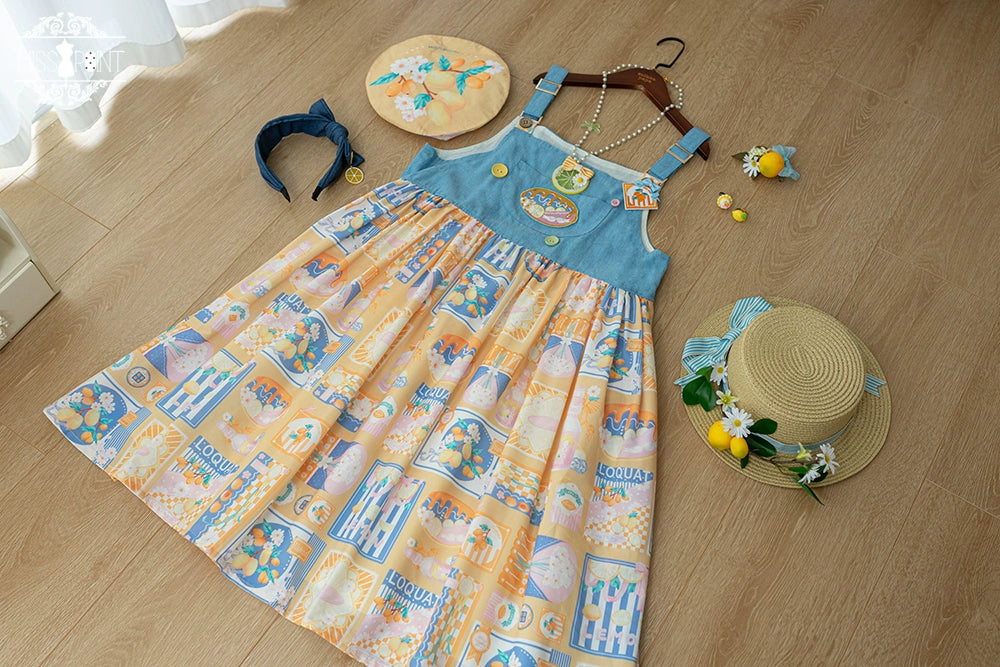 Miss Point~Daisy Lemon~Kawaii Lolita Lemon Print JSK Customized 21508:310710