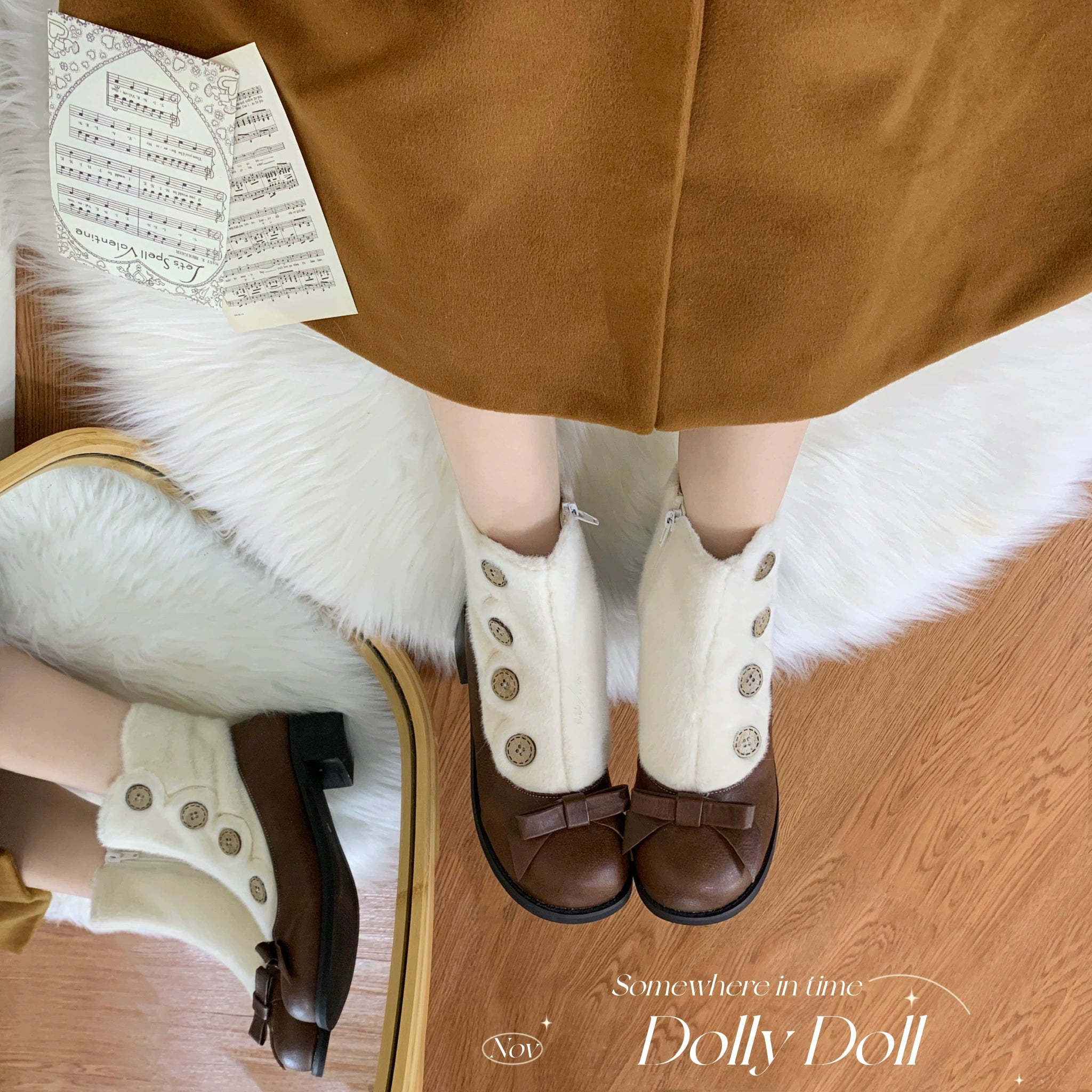 Dolly Doll~Winter Lolita Boots Fur Mary Jane Lolita Low Heel Shoes 32674:403280