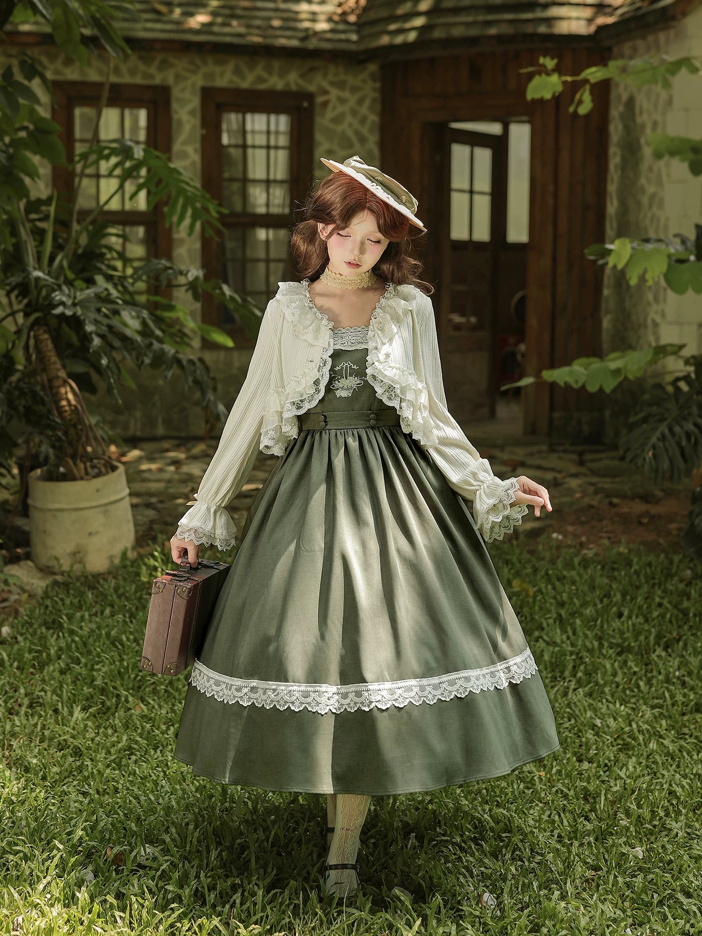 Oak in the Wind - Classic Lolita JSK Dress, Rose Basket Embroidery 45820:863493