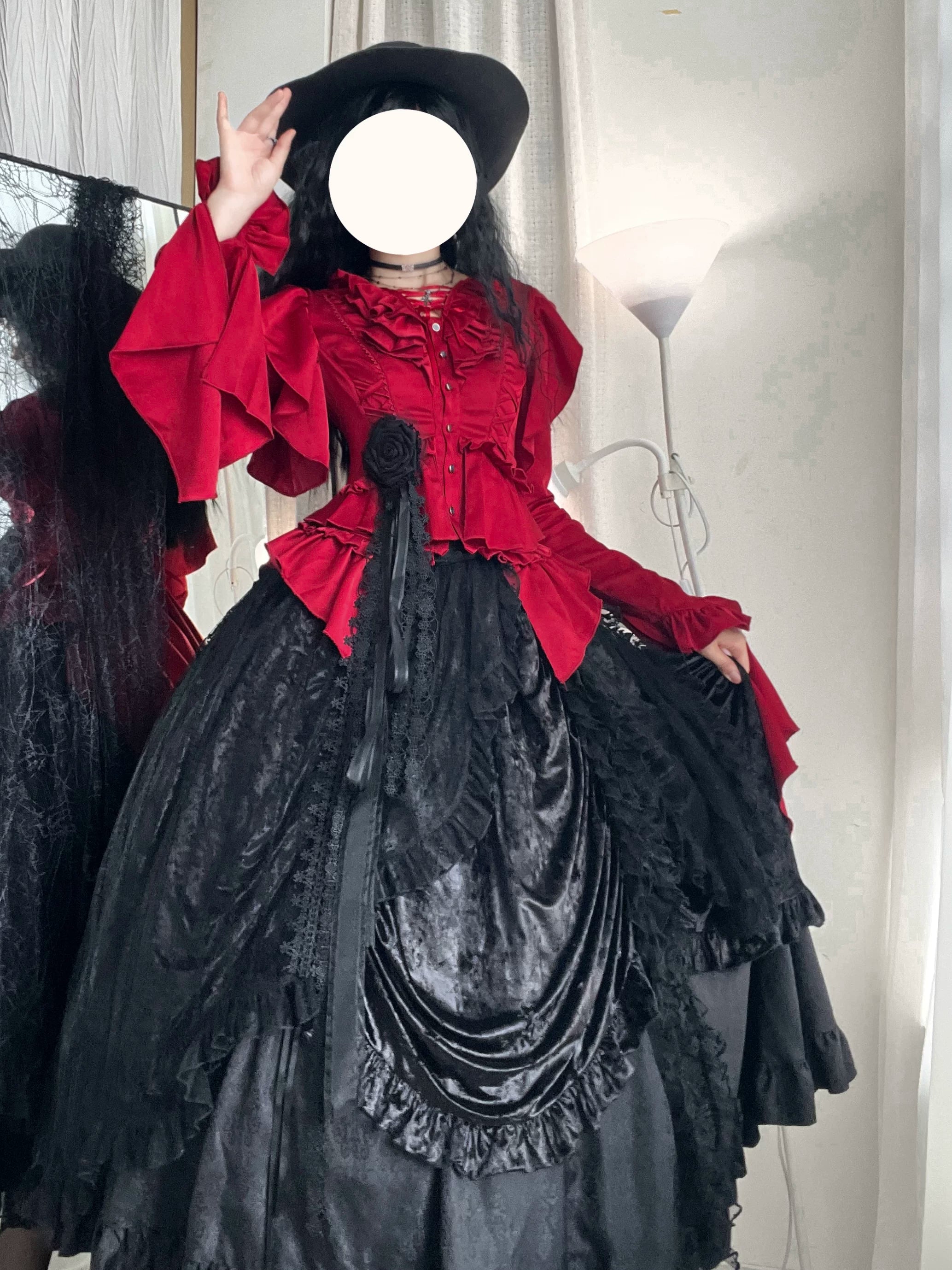 Abyssal Echo - Mermaid Inspired Ouji Lolita Shirt & Side Zipper SK Dress 44434:809507