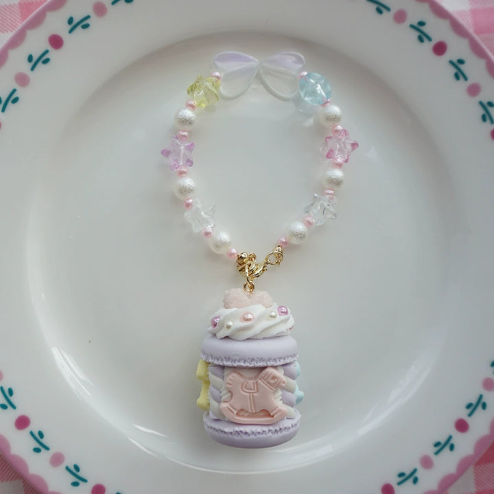 Cat Tea Party~Sweet Lolita Necklace Carousel Cream Macaron Bag Pendant Purple Bag pendant  