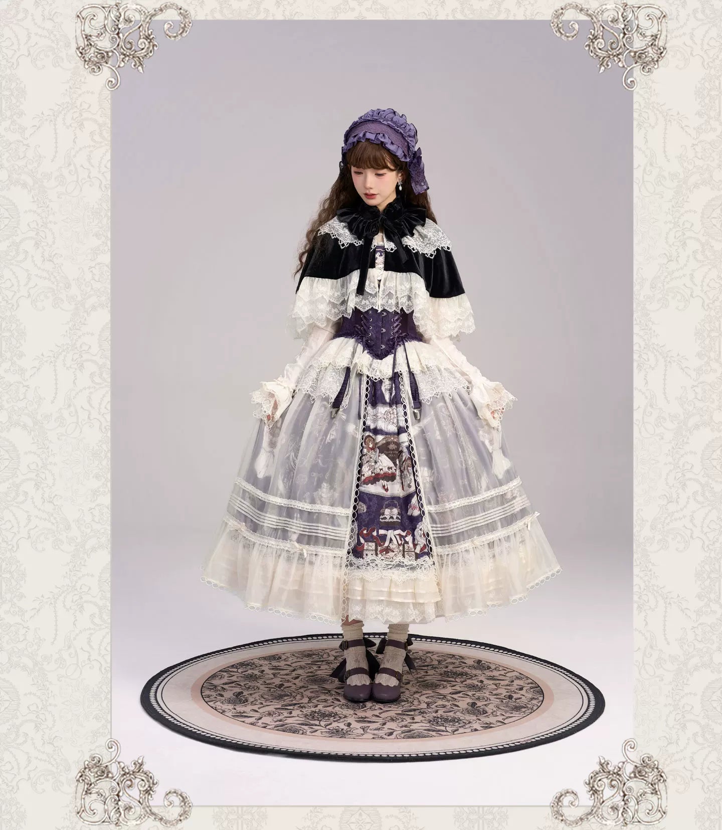Clockwork Doll - Gothic Lolita Printed Dress, Lace & Bows 45186:839244