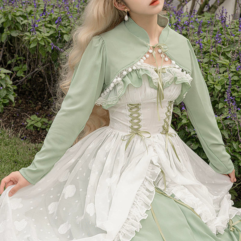 Daydream Whisper - Toting Basil - Wedding Lolita Dress Accessories Bolero Necklace Cuffs Side Clip Long-sleeved bolero