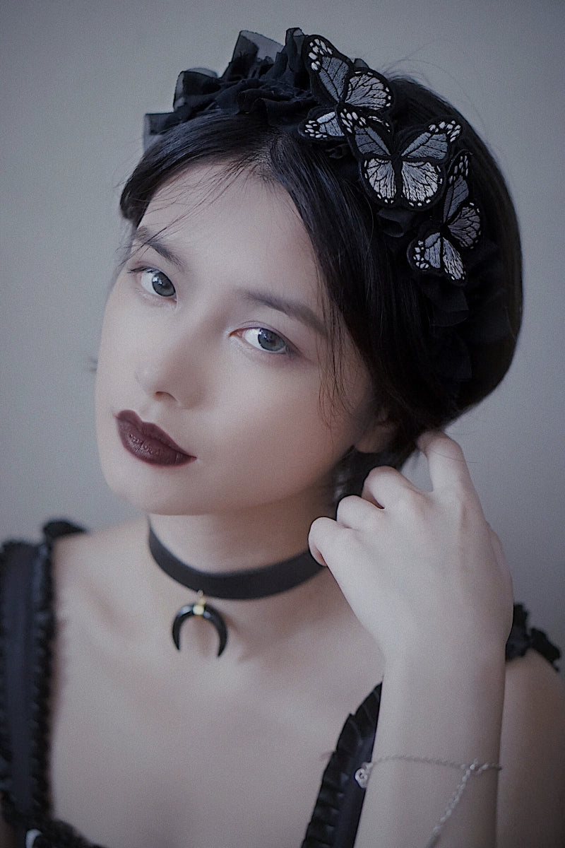 Strange Sugar~Gothic Lolita Black Headdress Butterfly KC Photography Props 36638:530104