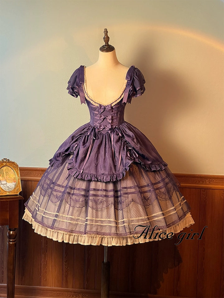 Alice girl~Yesterday Morning Mist~Classic Lolita JSK Elegant Low-cut Lolita Dress Purple JSK only XS