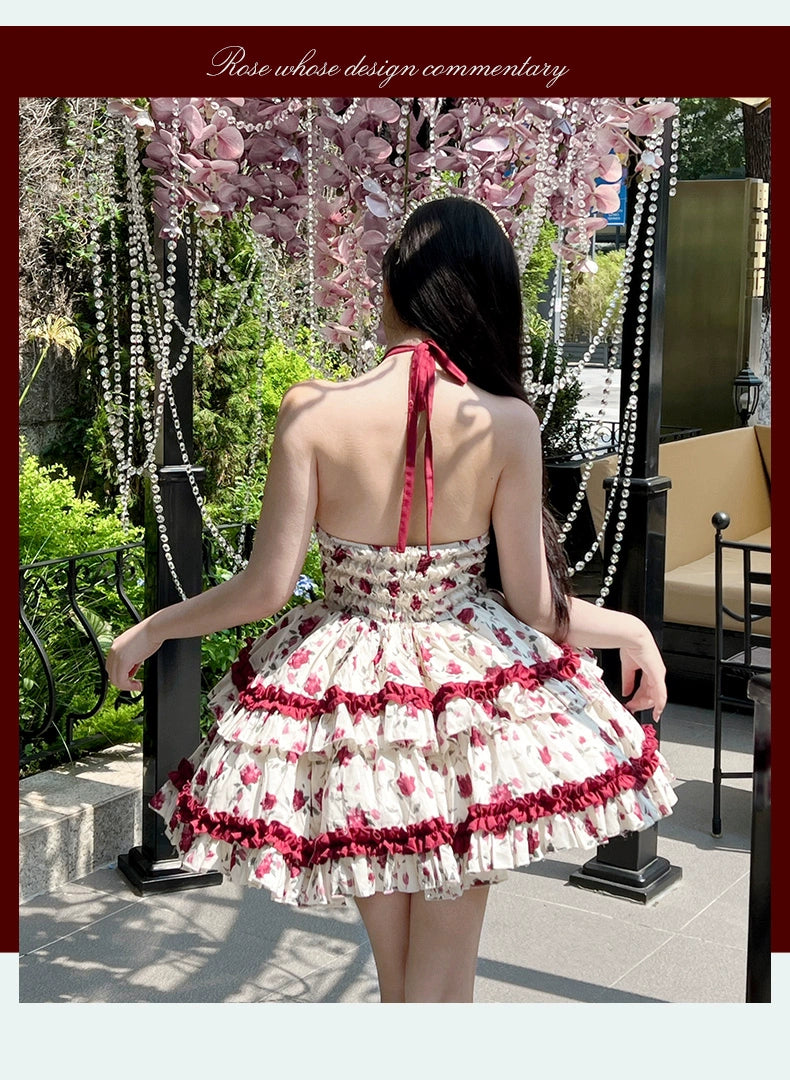 Diamond Honey Lolita~Heart Rose~Vintage Lolita Jumper Dress Retro Rose Lolita JSK   