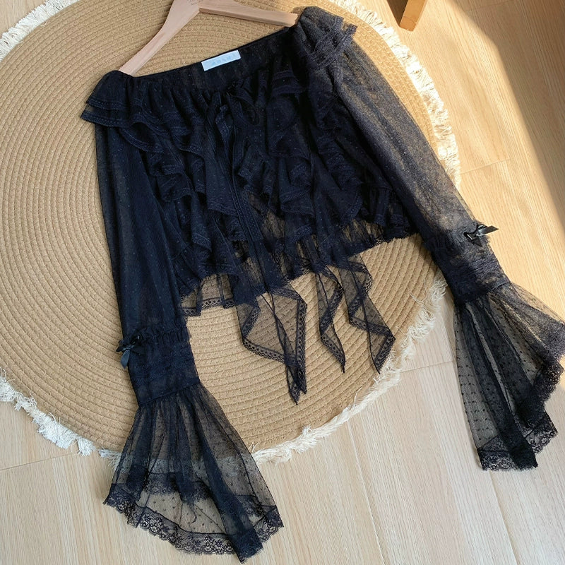 With PUJI~Letters and Poetry~Summer Classic Lolita Tulle Lace Bolero with Multi-Color
