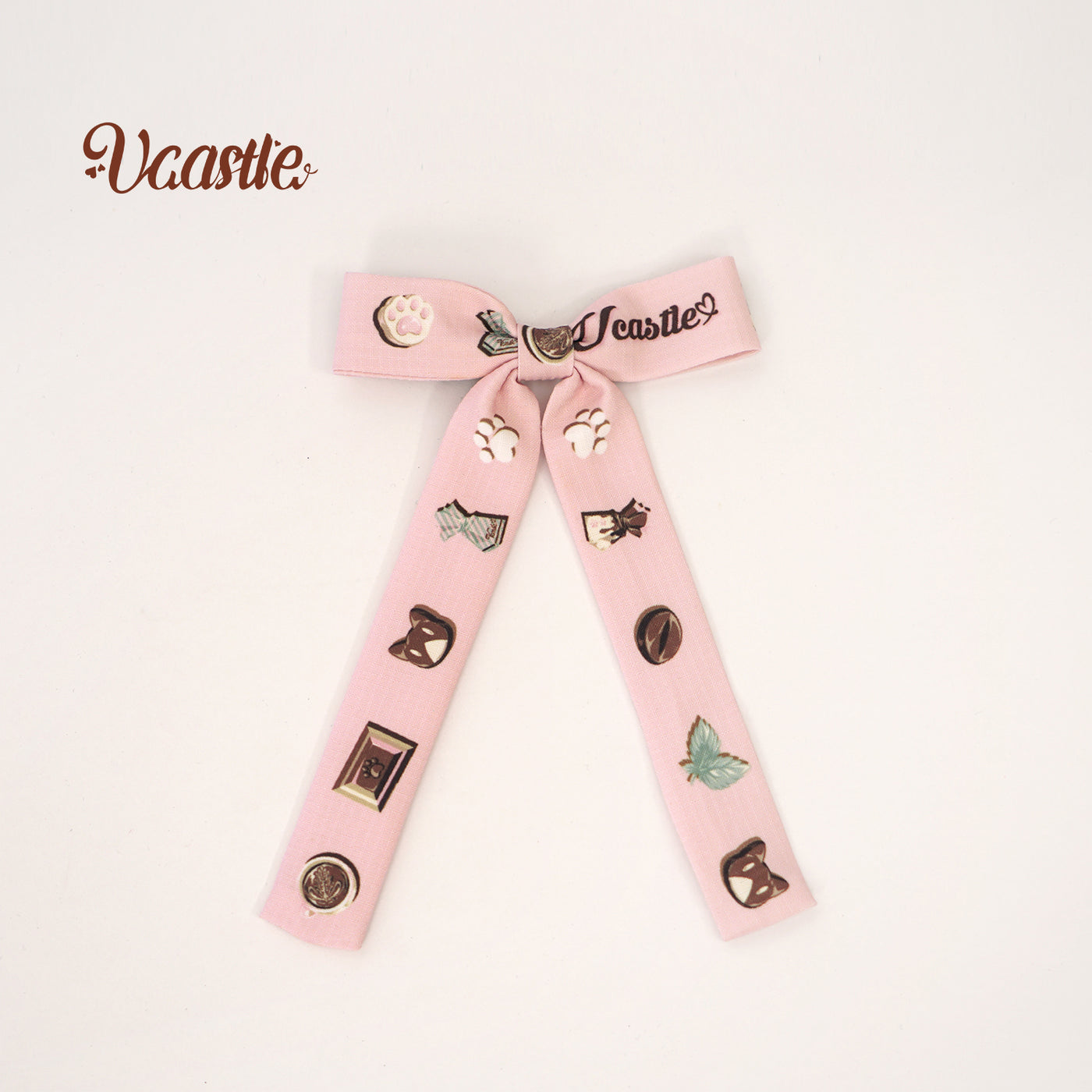 Vcastle~Mocha Chocolate~Kawaii Lolita Accessory Multicolors a pink long-tailed bow hair clip  