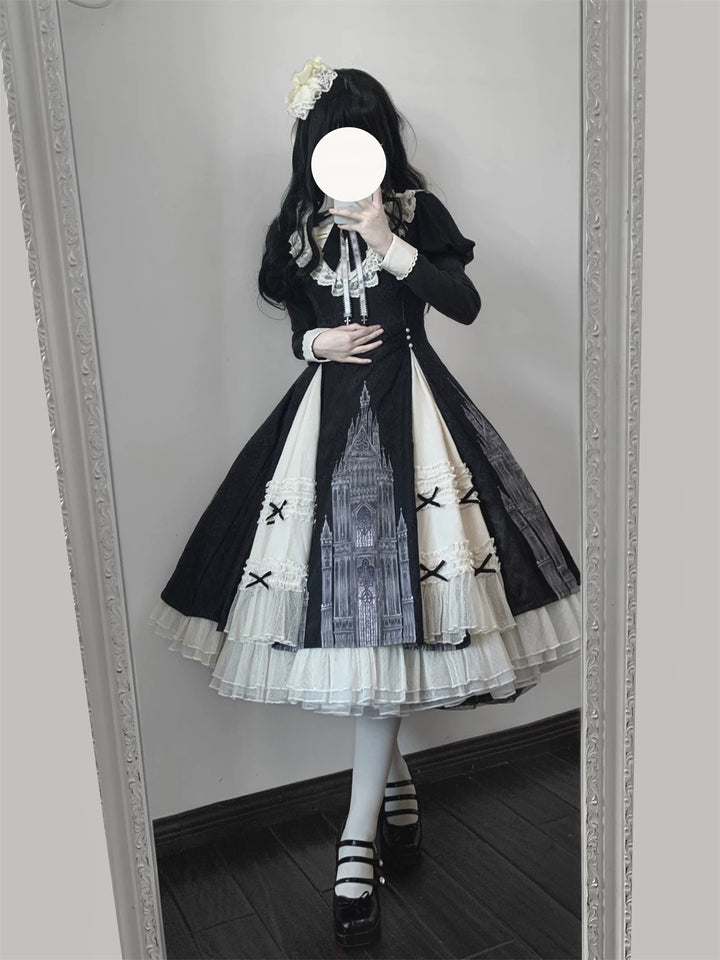 Letters from Unknown Star~Church Bell~Elegant Lolita OP Dress Long Sleeve Spring Autumn   