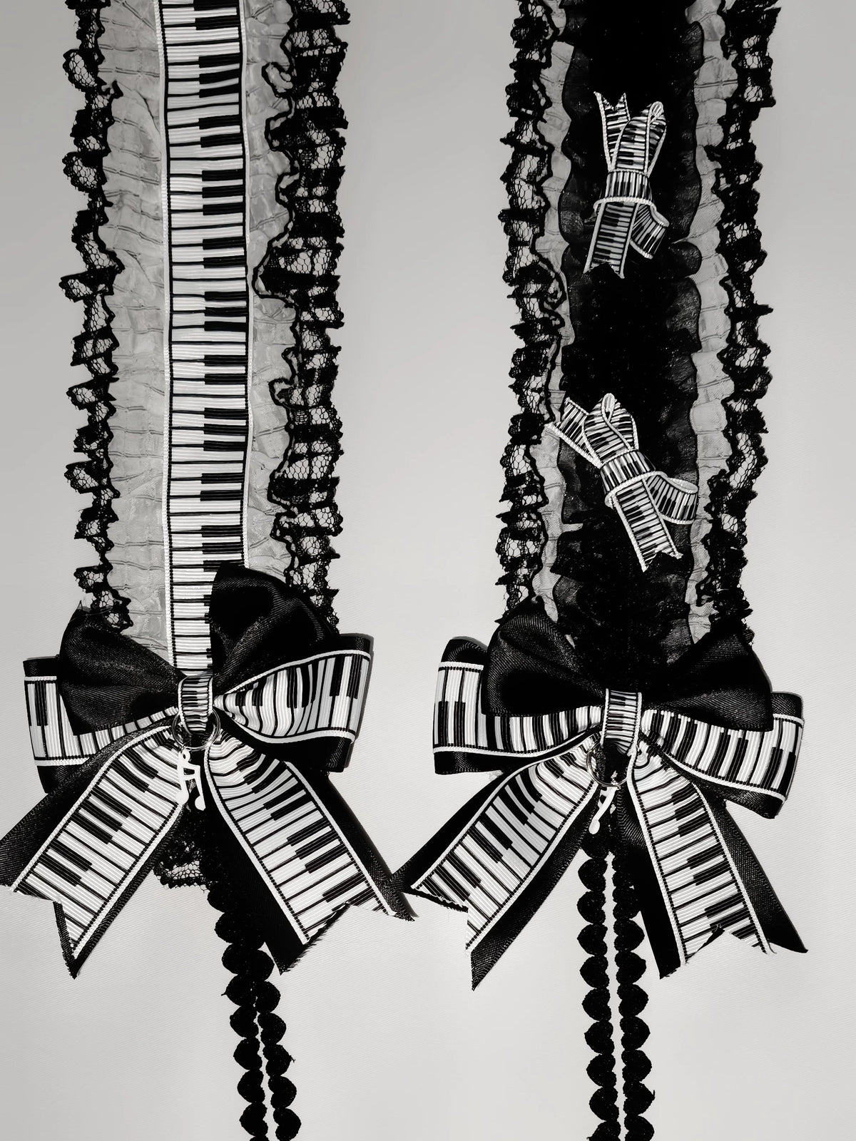 Black & White Old School Lolita Hairband, Piano Key Print 46005:872047
