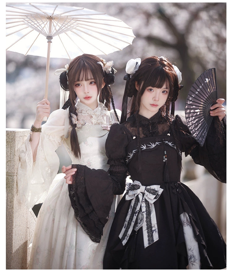 With PUJI~Moon Gauze~Qi Lolita Blouse Chinese Style Shirt   