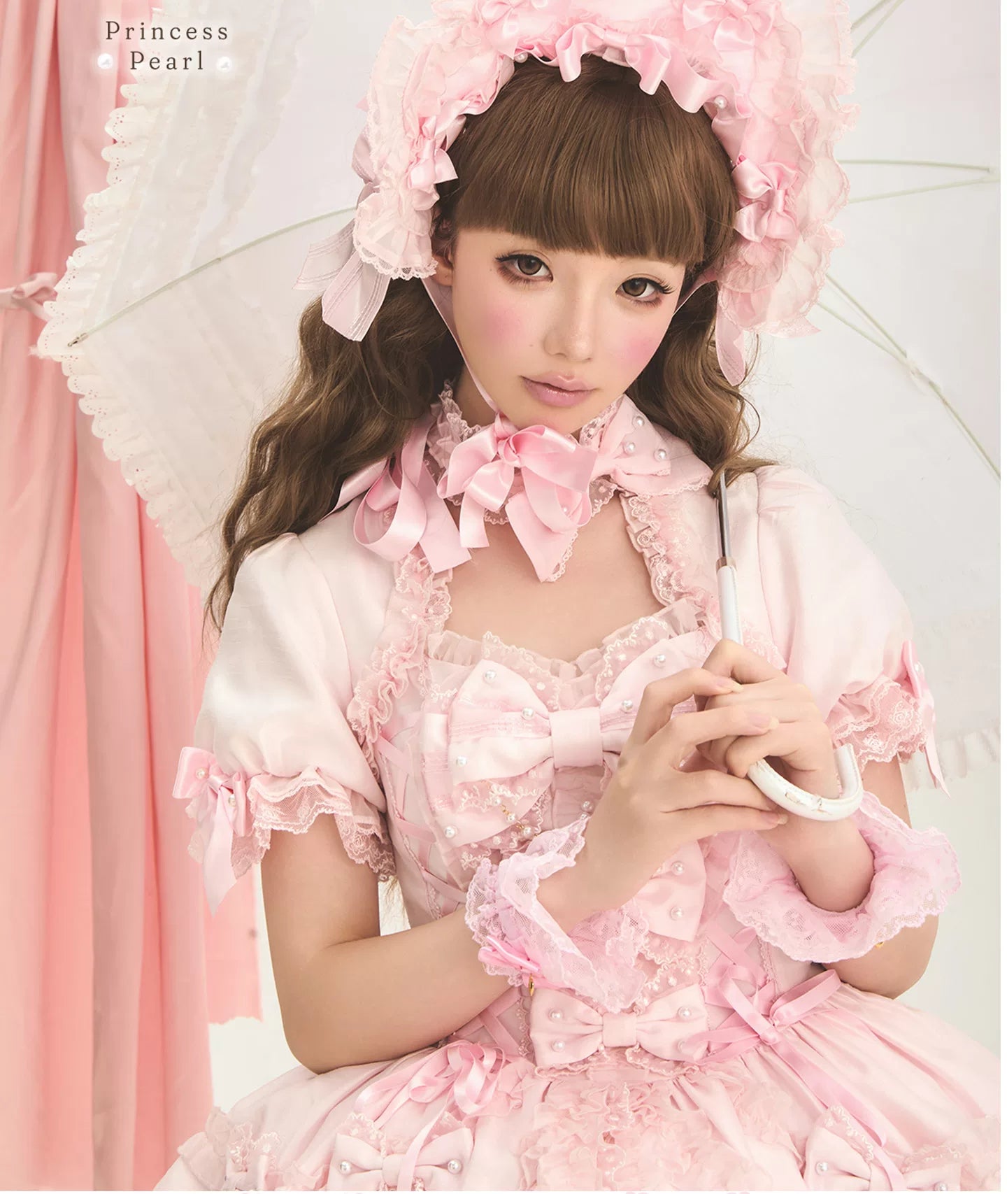 Pearl Princess - Old School Lolita Pink Dress, Pearls & Bows 45179:838248