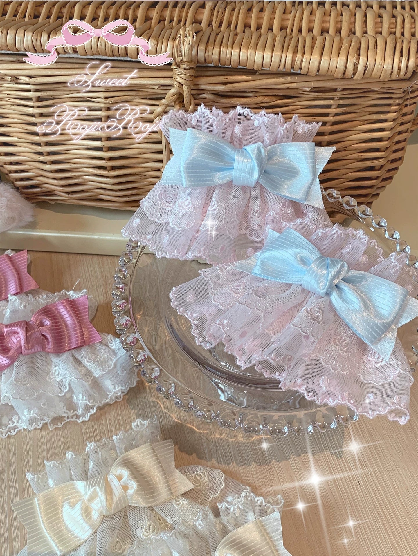 Sweet Lolita Lace Bow Cuffs, Elastic Design 45859:865638