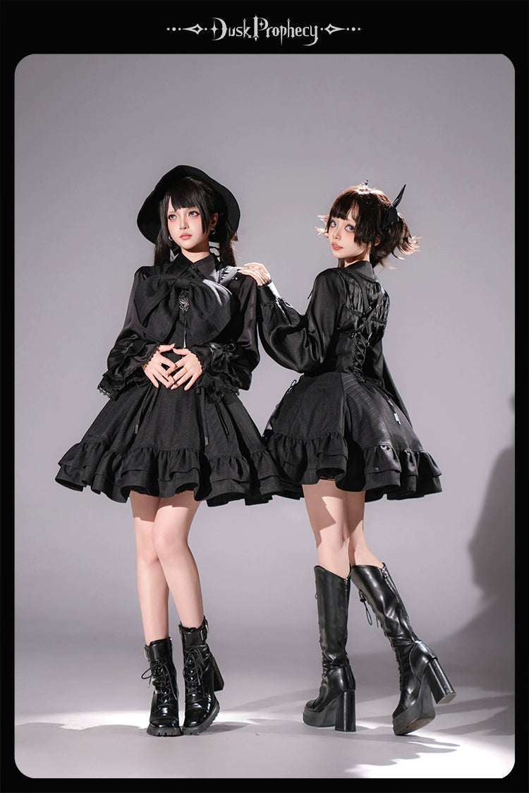 DuskProphecy - Heron - Classic Lolita Striped JSK Dress, Halter Neckline 44313:802851