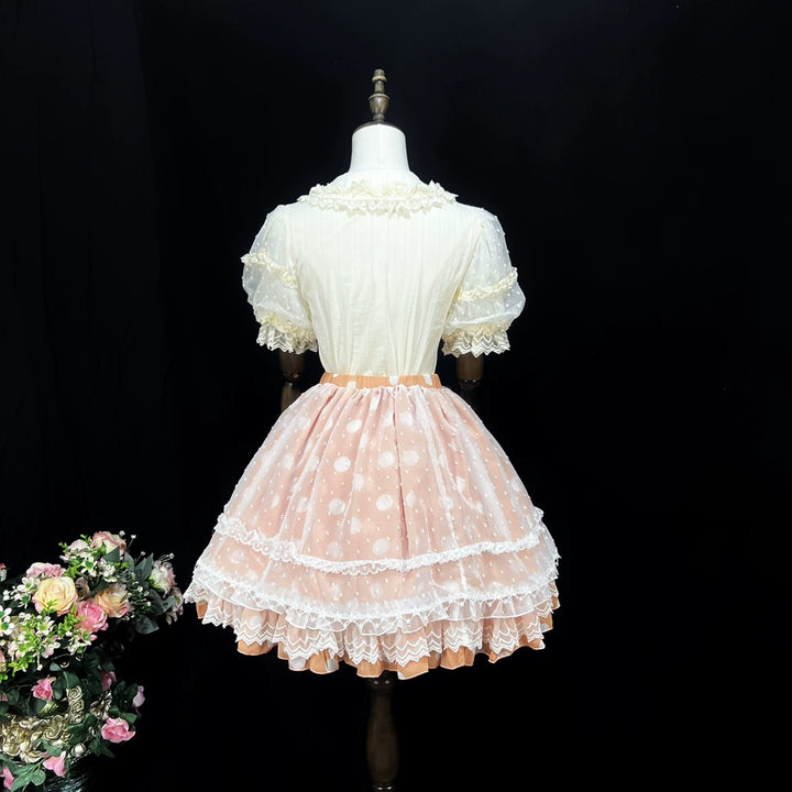 (BFM)DMFS Lolita~Elastic Waist Lolita Skirt with Chiffon and Mesh   