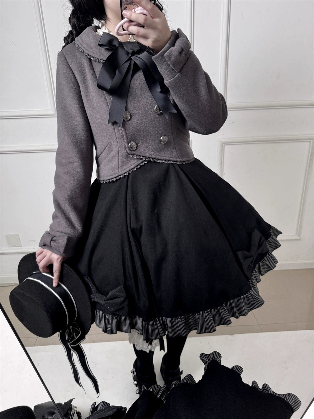 LeMiroir~Winter Solstice Coat~Sweet Lolita Woolen Coat Embroidery Skirt Short Outwear 40360:657188