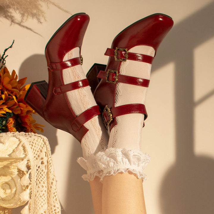 MODO~Praying Poem~Retro Elegant Lolita Three-buckle Mary Janes Shining Shoes 40656:671386