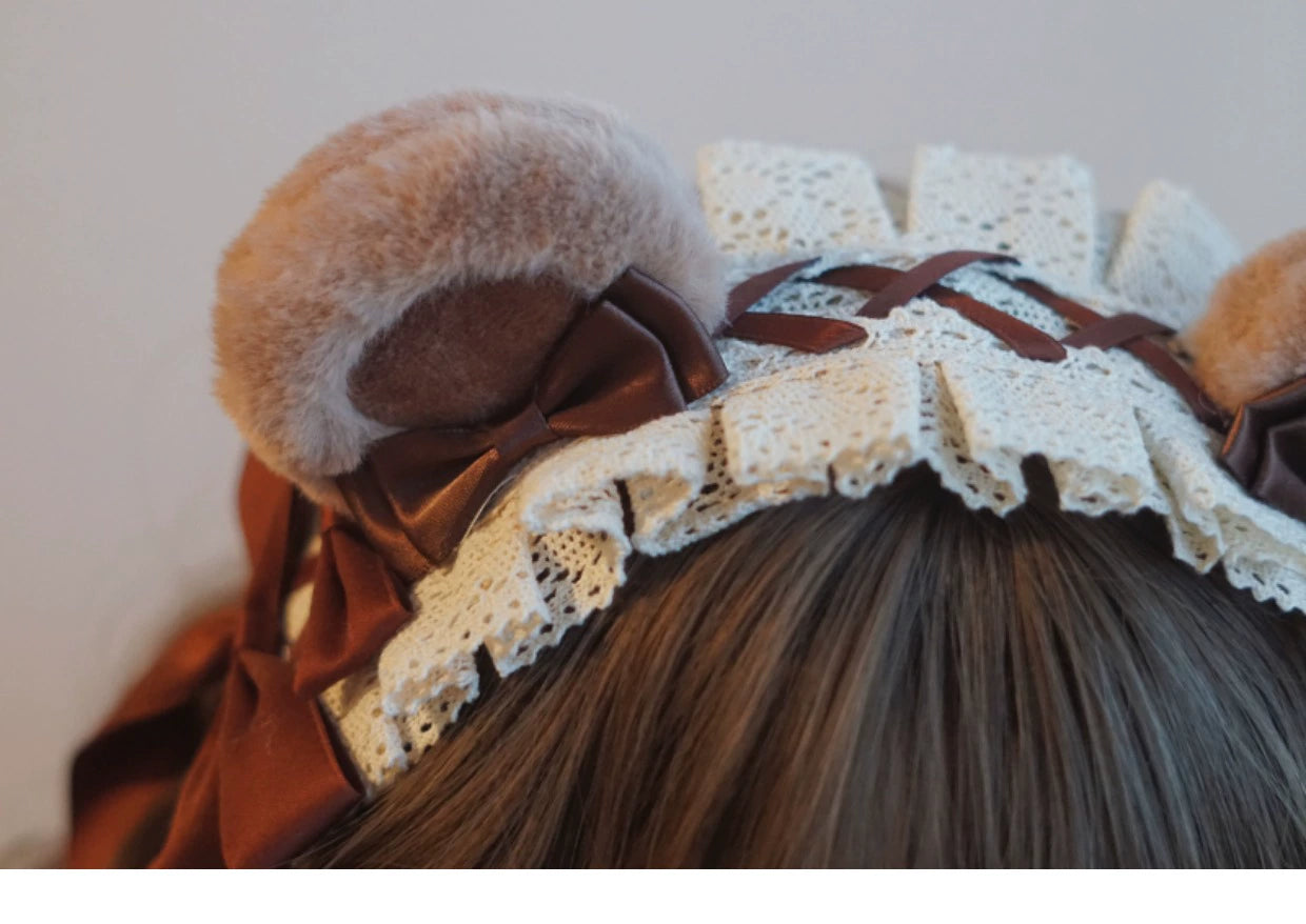 (BFM)Besozealous~Handmade Lolita KC Animal Ear Coffee Hairband   