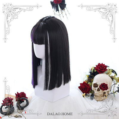 Dalao Home~ Little Devil~Lolita Mid-length Partially Dyed Straight Wig   
