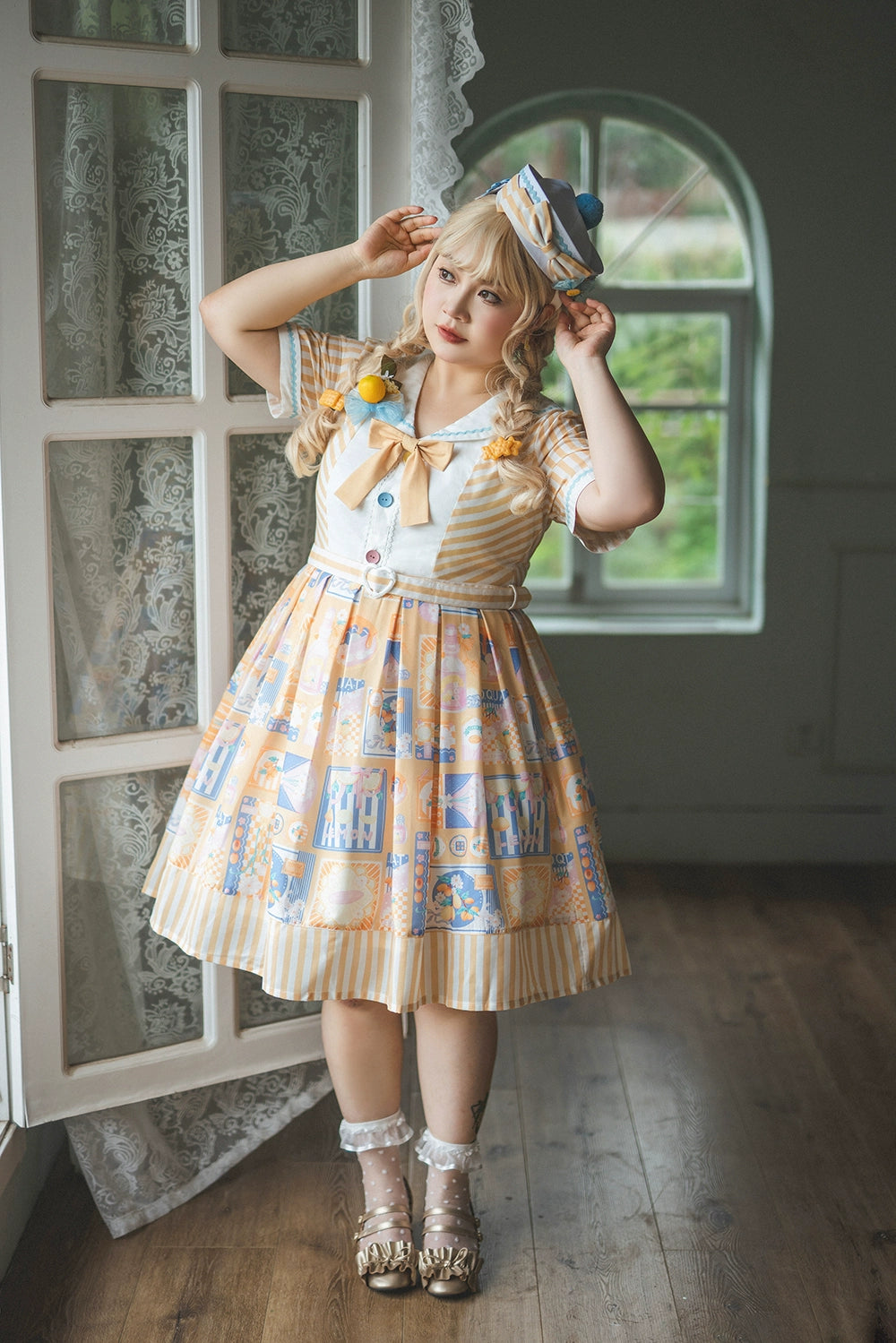 Miss Point~Daisy Lemon~Sweet Lolita Sailor Collar OP Customized   