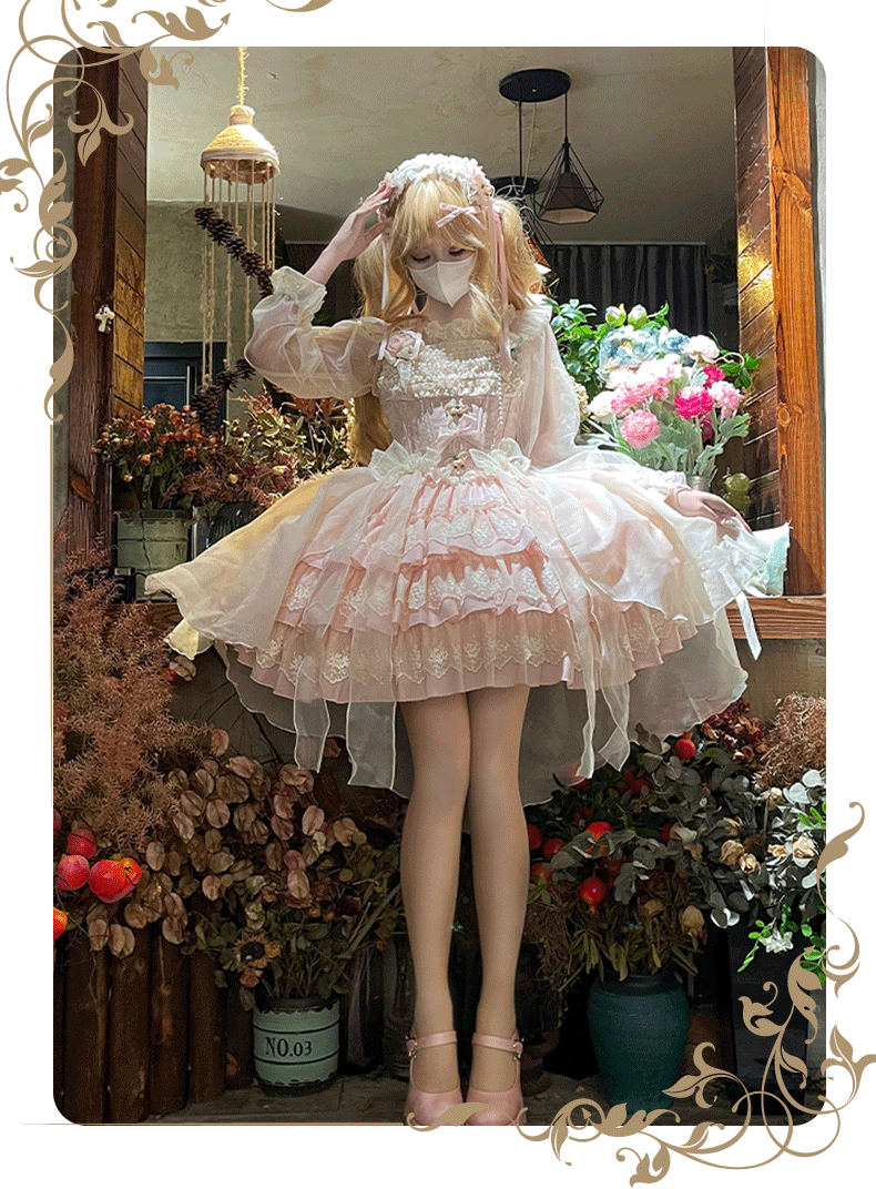 ZhiJinYuan~Tears of the Rose~Sweet Lolita JSK Mini Lolita Ballet Short Dress