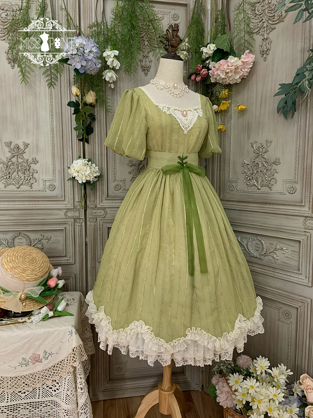 Miss Point~Tulip~Classic Lolita OP Dress Short Sleeve Dress Multicolors 19622:405444