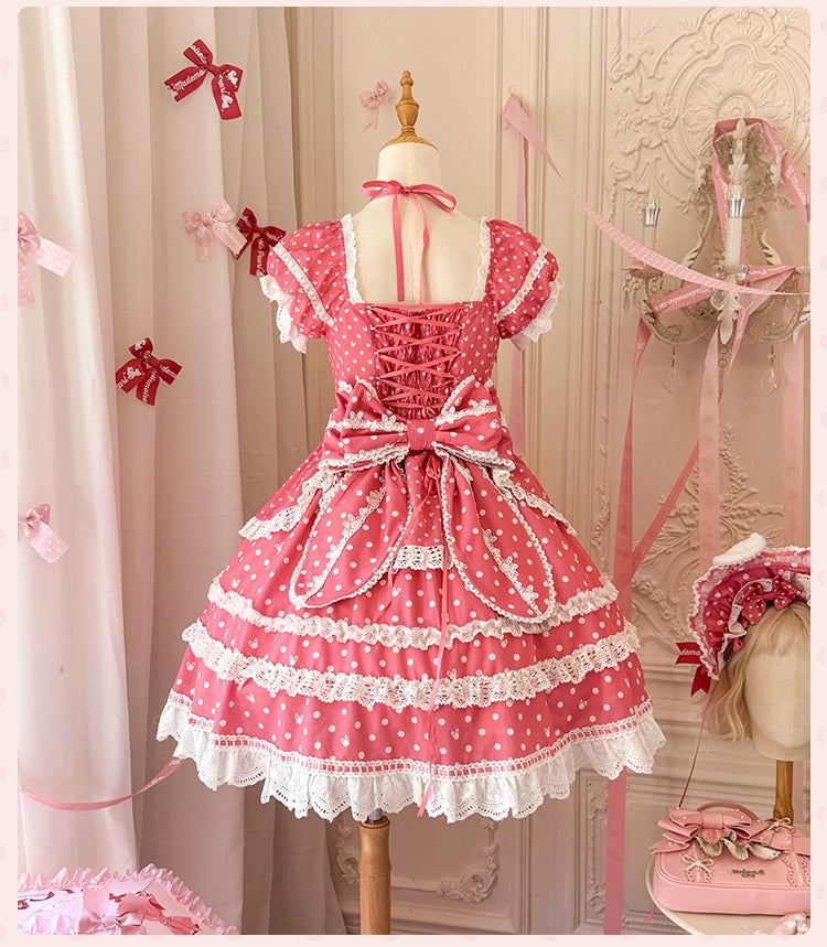 Mademoiselle Pearl~Bow Rabbit~IP Collab Sweet Lolita OP in Multiple Styles 43054:763920